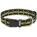 Buckle-Down Plastic Clip Collar - Batman Shield Checkers - 1/2" Wide - Fits 9-15" Neck - Large