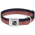 Buckle-Down Seatbelt Buckle Dog Collar - American Flag Stripe - 1.5" Wide - Fits 18-32" Neck - Large