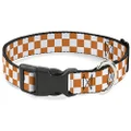Buckle-Down Plastic Clip Dog Collar, Checker White/Tan/Orange, 18 to 32 Inches Length x 1.5 Inch Wide