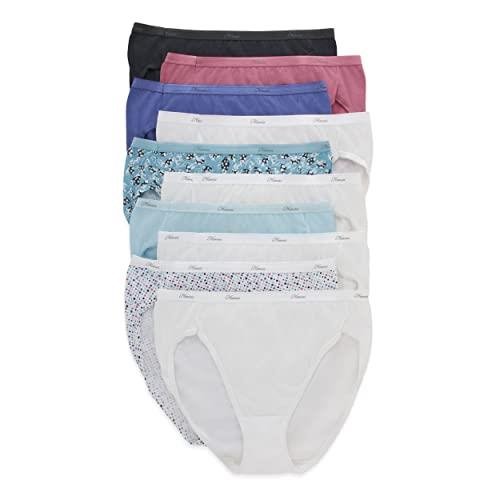 Hanes Women's Cotton Hi Cut Panty (Pack Of 10) bikini underwear, Assorted, 7 US