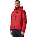 Helly Hansen Men's Crew Hooded Midlayer Fleece Lined Waterproof Raincoat Jacket, Red, Small, Red, Small