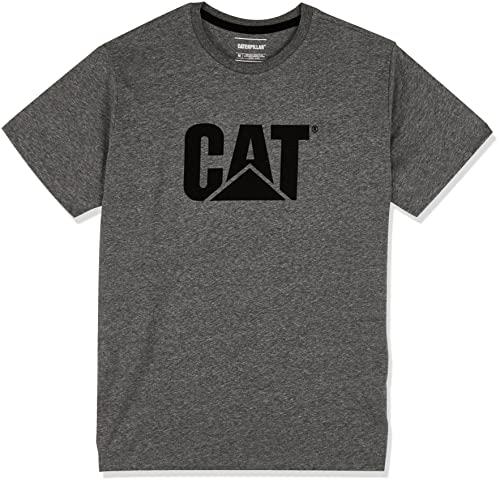 Caterpillar Men's Retro T Shirt, Dark Heather Grey-Pitch Black, Small US