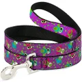 Buckle-Down DL-W30632-N Narrow 0.5" Flying Owls with Leaves Purple/Multi Color Dog Leash, 4'