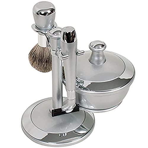 Comoy WG Mak3 Shave Set with Bowl, Silver