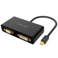 Ugreen 3-in-1 Mini DisplayPort to HDMI and VGA and DVI Converter, Black