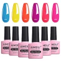 AIMEILI Soak Off UV LED Gel Nail Polish Neon Multicolour/Mix Colour/Combo Colour Set Of 6pcs X 10ml - Kit Set 11