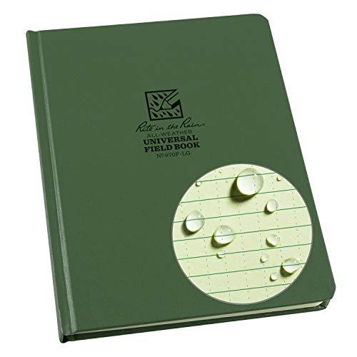 Rite in the Rain Weatherproof Hard Cover Notebook, 6.75" x 8.75", Green Cover, Universal Pattern (No. 970F-LG)