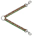 Buckle-Down Dog Leash Splitter, Pug Puppies and Paw Prints Brown/Green, 30 Inch Length x 1 Inch Wide