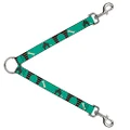 Buckle-Down Dog Leash Splitter, Dog House and Bone Turquoise/Brown, 30 Inch Length x 1 Inch Wide