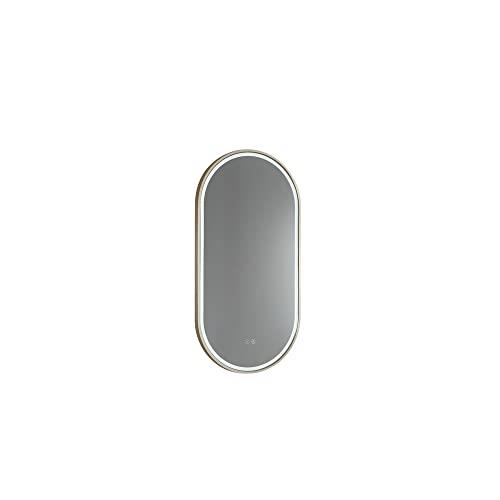 Remer Gatsby LED Mirror with Aluminium Frame, Brushed Brass, 460x910x40 mm