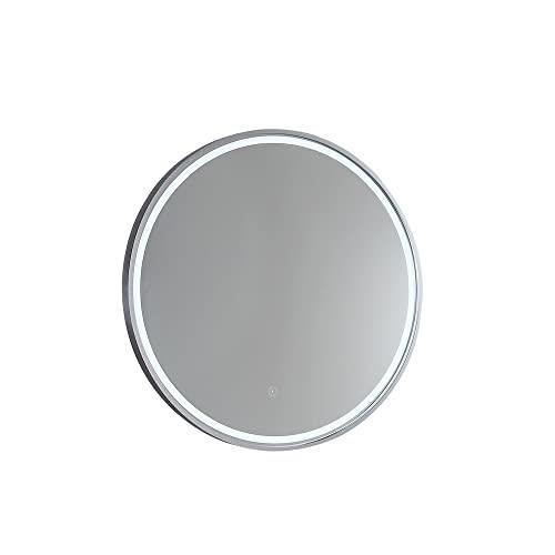 Remer Sphere 600 Backlit LED Mirror with Aluminium Frame, Brushed Nickel, 600x600x40 mm