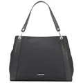 Calvin Klein Ellie Novelty Large Triple Compartment Shoulder Bag, Black/Silver Nylon, One Size
