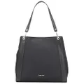 Calvin Klein Ellie Novelty Large Triple Compartment Shoulder Bag, Black/Silver Nylon, One Size