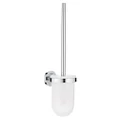 GROHE Essentials Toilet Brush Set (Material: Glass & Metal, Wall Mounted, Durable Sparkling Sheen, Including Screws and Dowels, Suitable for Gluing), Size 398 mm, Chrome, 40374001