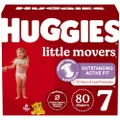 HUGGIES Baby Diapers Size 7, 80 Ct, Huggies Little Movers, White