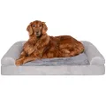 Furhaven XL Orthopedic Dog Bed Faux Fur & Velvet Sofa-Style w/Removable Washable Cover - Smoke Gray, Jumbo (X-Large)