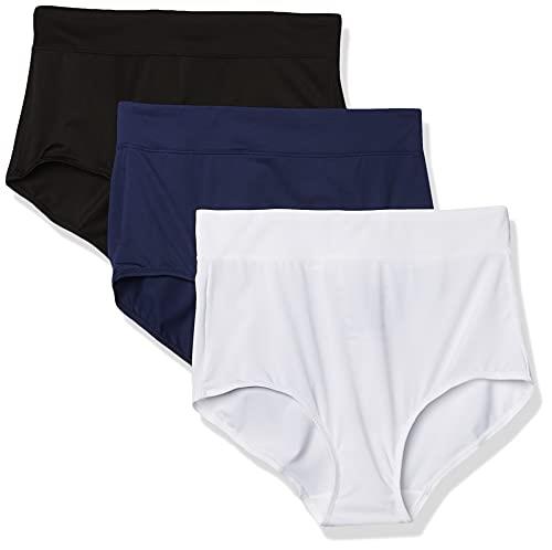 Warner's Women's Blissful Benefits No Muffin Top 3 Pack Panty Briefs, Black/Navy Ink/White, X-Large UK