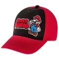 Nintendo Boys Super Mario Bros. Cotton Baseball Cap (Size 4-7), Red/Black, 4-7 Years