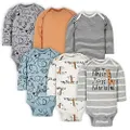 Gerber Boys 6-pack Long-sleeve Onesies Bodysuit Baby And Toddler T-Shirt Set, Jungle Blue, Newborn US