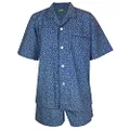 Lynx Men's Summer Weight Set Sail Print Poly Cotton Short Sleeve Pyjama Set, Blue, Small-7X-Large Big