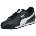 PUMA Men's Roma Basic Leather Sneaker, Black/White/Silver, 15 D US