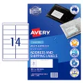 Avery Weatherproof A4 Labels for Laser Printers - Printable Packaging, Shipping & Address Labels - Mailing Stickers - Small Business Supplies - 99.1 x 38.1 mm, 140 Labels / 10 Sheets (959413 / L7073)