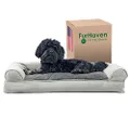 Furhaven Pet Dog Bed | Plush & Suede Pillow Sofa-Style Couch Pet Bed for Dogs & Cats, Gray, Medium