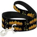 Buckle-Down DL-W31011-W Wide 1.5" Jack-O'-Lanterns/Haunted House Black/Yellow Dog Leash, 4'