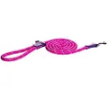 Rogz Classic Rope Dog Lead with Genuine Leather Cuffs Pink Small