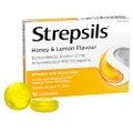 Strepsils Double Antibacterial Soothing Sore Throat Lozenges, Honey and Lemon, 16 Pack