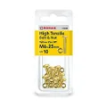 Romak 018280 Yellow Zinc HI Hex Tensile Bolt and Nut, M6 Thread Size x 25 mm Thread Length
