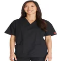 Dickies Women's Eds Signature Scrubs 86706 Missy Fit V-neck Top, Black, X-Large