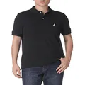 NAUTICA Men's Classic Fit Short Sleeve Solid Soft Cotton Polo Shirt, True Black, Large