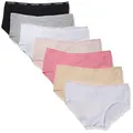 Calvin Klein Little Girls' Kids Modern Cotton Hipster Underwear, Multipack, 4 Pack - Nude, Grey, Black, White, Pink Small