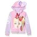 JoJo Siwa Girls' Little Big Face Zip Up Hoodie with Bow on Hood, Light Pink/Lilac, 4