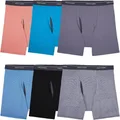 Fruit of the Loom Men's Coolzone Boxer Briefs, Moisture Wicking & Breathable, Assorted Color Multipacks, 6 Pack - Stripe/Solid, Medium