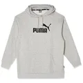 PUMA Women's Essential Elongated Logo Hoodie FL, Light Gray Heather, Large