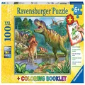 Ravensburger - World of Dinosaurs 100 Pieces & Colouring Book