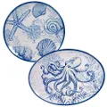Certified International Oceanic 2 Piece Melamine Platter Set, Multi Colored, Large