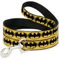 Buckle-Down Dog Leash, Bat Signal 3 Yellow/Black, 4 Feet Length x 0.5 Inch Wide