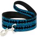 Buckle-Down Dog Leash, Bat Signal 3 Blue/Black, 4 Feet Length x 1.5 Inch Wide