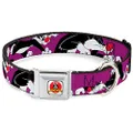 Buckle-Down Seatbelt Buckle Dog Collar - Sylvester the Cat Poses Purple - 1" Wide - Fits 9-15" Neck - Small