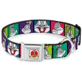 Buckle-Down Seatbelt Buckle Collar, Bugs Bunny Expression Blocks Multicolour, 15 to 26 Inches Length x 1.0 Inch Wide