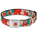 Buckle-Down Seatbelt Buckle Dog Collar - Yosemite Sam Poses Turquoise - 1.5" Wide - Fits 18-32" Neck - Large