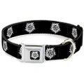 Buckle-Down Seatbelt Buckle Collar, Winchester Pentagram Repeat Black/White, 13 to 18 Inches Length x 1.5 Inch Wide