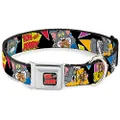 Buckle-Down Seatbelt Buckle Dog Collar - TOM & JERRY Poses Black/Multi Color - 1.5" Wide - Fits 13-18" Neck - Small