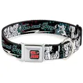 Buckle-Down Seatbelt Buckle Dog Collar - TOM & JERRY Face & Pose Sketch Black/White/Red/Blue - 1" Wide - Fits 11-17" Neck - Medium