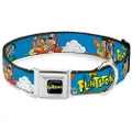 Buckle-Down Seatbelt Buckle Dog Collar - The Flintstones and Rubbles Group Pose/Logo Blue - 1.5" Wide - Fits 16-23" Neck - Medium