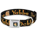 Buckle-Down Seatbelt Buckle Dog Collar - Fred Face/Pose YABBA DABBA DOO Black/Gray/Orange - 1.5" Wide - Fits 13-18" Neck - Small