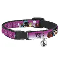 Buckle-Down Breakaway Cat Collar with Bell, Batgirl Bubble Letters Stars Pink White, 8 to 12-inches Neck Size x 0.5-inch Width